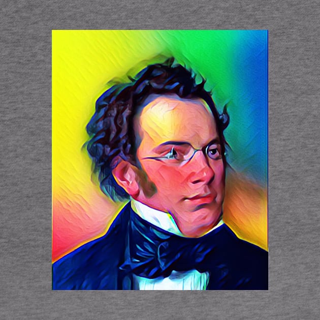 Franz Schubert Colourful Portrait | Franz Schubert Artwork 6 by JustLit